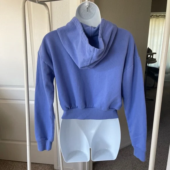 Forever21 purple blue cropped zip up hoodie preowned size small - Picture 5 of 7